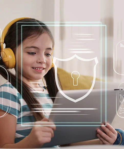 Biztonságos internet illusztrációs kép: internetező gyerek