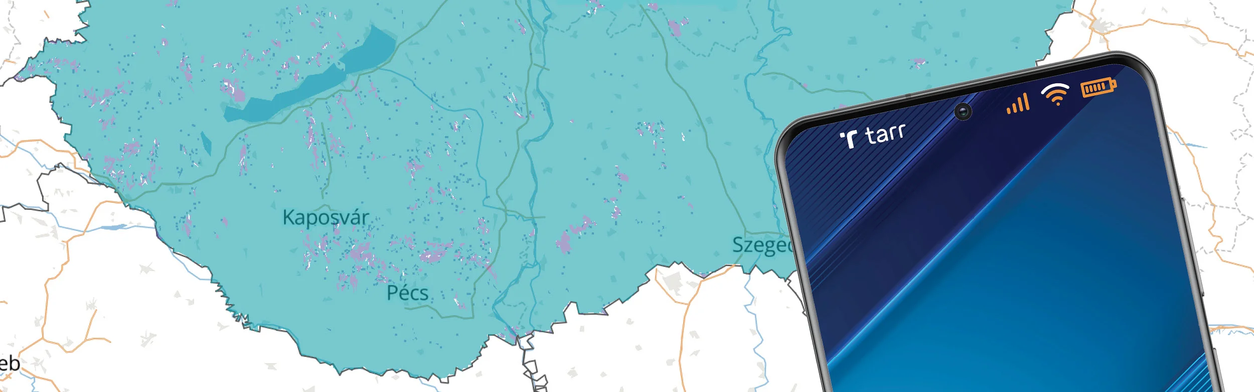 Mobil lefedettség Illusztrációs kép térképpel és mobilkészülékkel mobil lefedettség oldalra