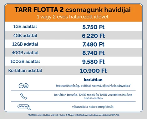 TARR Flotta2 csomagajánlat- csomagok és árak