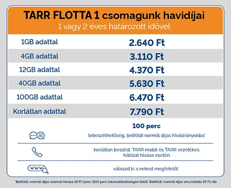 TARR Flotta1 csomagajánlat- csomagok és árak