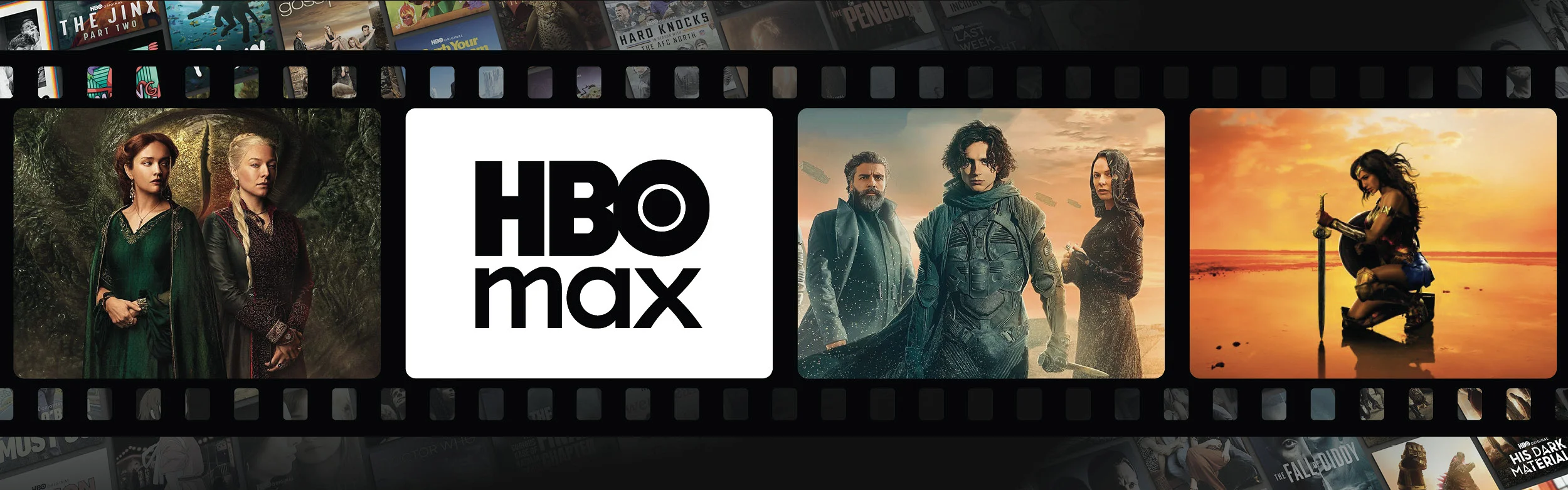 HBO Max illusztrációs kép: filmszalag logóval